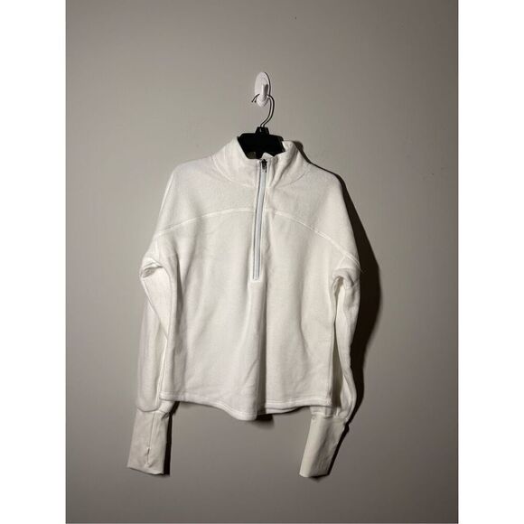 Free people movement white quarter zip fleece size large C1-16 - Picture 1 of 4